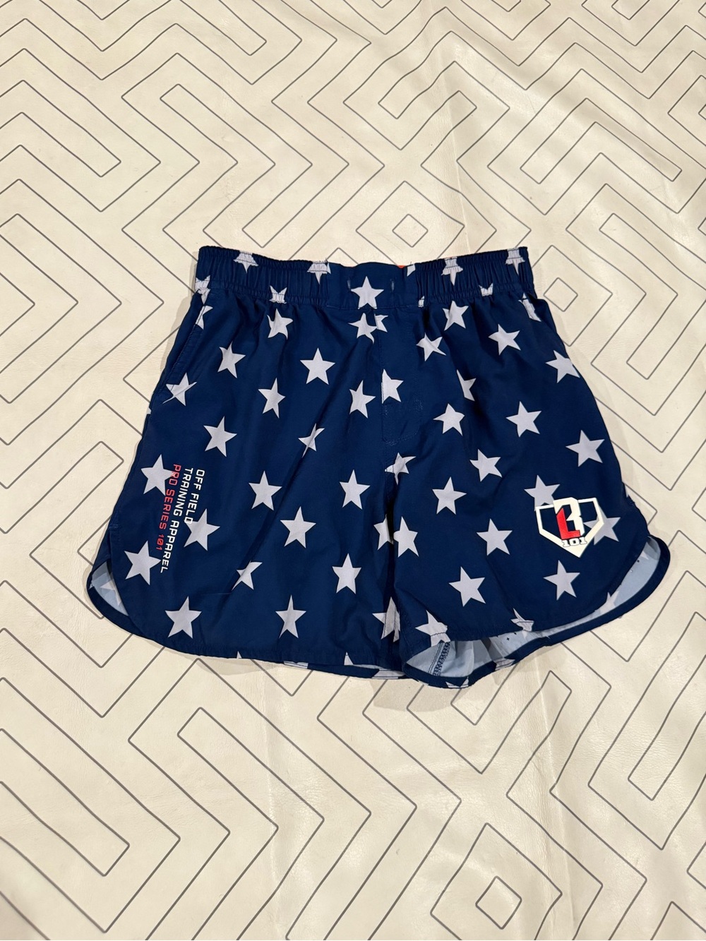 Baseball Lifestyle 101 Navy Star Print Athletic Shorts